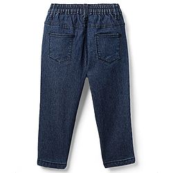 Babyhug Cotton Denim Full Length Washed Jeans With Stretch - Navy Blue