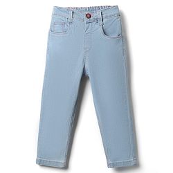 Babyhug Cotton Denim Full Length Washed Jeans With Stretch - Navy Blue