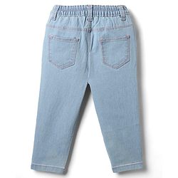Babyhug Cotton Denim Full Length Washed Jeans With Stretch - Navy Blue