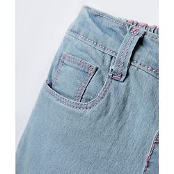 Babyhug Cotton Denim Full Length Washed Jeans With Stretch - Navy Blue