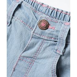 Babyhug Cotton Denim Full Length Washed Jeans With Stretch - Navy Blue