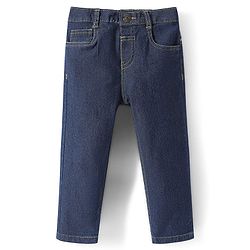 Babyhug Full Length Washed Denim Jeans With Stretch - Navy Blue