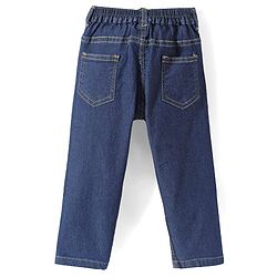 Babyhug Full Length Washed Denim Jeans With Stretch - Navy Blue