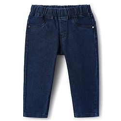 Babyhug Full Length Solid Color Denim Jeggings With Stretch - Navy Blue