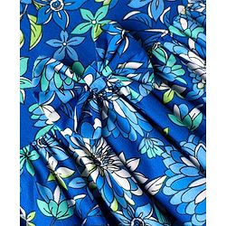 Babyhug Cotton Woven Sleeveless Frock With Floral Print & Bow Applique - Blue