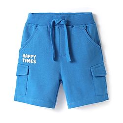 Babyhug Single Jersey Knit Half Sleeves T-Shirt & Shorts Set with Tropical Theme & Rainbow Print - Blue