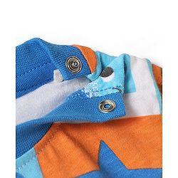 Babyhug Single Jersey Knit Half Sleeves T-Shirt & Shorts Set with Tropical Theme & Rainbow Print - Blue