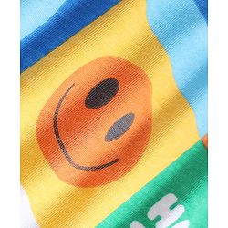Babyhug Single Jersey Knit Half Sleeves T-Shirt & Shorts Set with Tropical Theme & Rainbow Print - Blue