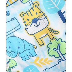Babyhug Single Jersey Knit Half Sleeves T-Shirt & Dungaree With Animal Print - Light Blue & Yellow
