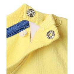 Babyhug Single Jersey Knit Half Sleeves T-Shirt & Dungaree With Animal Print - Light Blue & Yellow