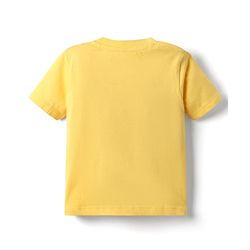 Babyhug Single Jersey Knit Half Sleeves T-Shirt & Dungaree With Animal Print - Yellow & Blue