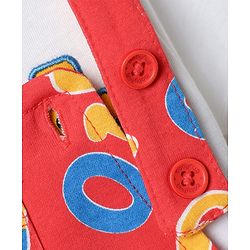 Babyhug Single Jersey Knit Half Sleeves T-Shirt & Dungaree With Alphabet Print - White & Red