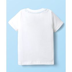 Babyhug Single Jersey Knit Half Sleeves T-Shirt & Dungaree With Alphabet Print - White & Red