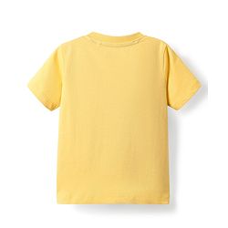 Babyhug Single Jersey Knit Dungaree & Half Sleeves T-Shirt With Leaf Print - Light Blue & Yellow