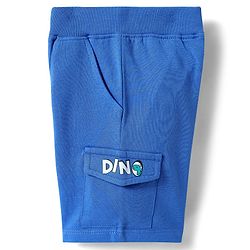 Babyhug Single Jersey Knit Half Sleeves T-Shirt & Shorts Set With Dino & Car Print - Green & Blue