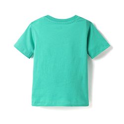 Babyhug Single Jersey Knit Tropical Print Dungarees & Half Sleeves Solid Colour Inner Tee - Sea Green