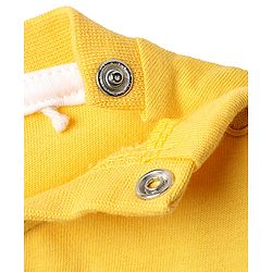 Babyhug Single Jersey Knit Half Sleeves T-Shirt & Dungaree With Boat Print - Yellow & Blue