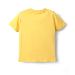 Babyhug Single Jersey Knit Half Sleeves T-Shirt & Dungaree With Boat Print - Yellow & Blue