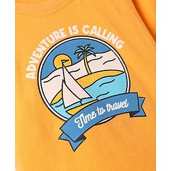 Babyhug Single Jersey Knit Nautical Theme Print Dunagaree & Half Sleeves Inner Tee - Blue