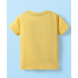 Babyhug Single Jersey Knit Dungaree & Half Sleeves T-Shirt With Boat Print - White & Yellow