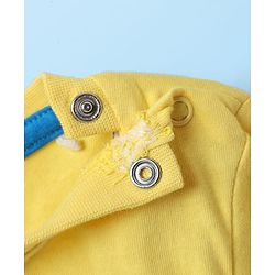 Babyhug Single Jersey Knit Dungaree & Half Sleeves T-Shirt With Boat Print - White & Yellow