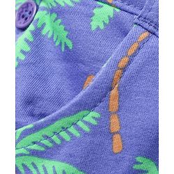 Babyhug Single Jersey Knit Dungaree & Half Sleeves Polo Inner Tee With Tree Print - Blue & White