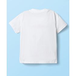 Babyhug Single Jersey Knit Half Sleeves T-Shirt & Dungaree With Beach Theme Print - Yellow & White