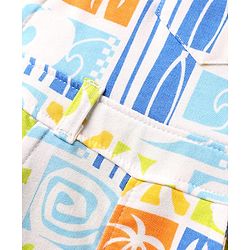 Babyhug Single Jersey Knit Dungaree & Half Sleeves T-Shirt With Tropical Theme Print - White & Green