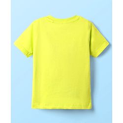 Babyhug Single Jersey Knit Dungaree & Half Sleeves T-Shirt With Tropical Theme Print - White & Green