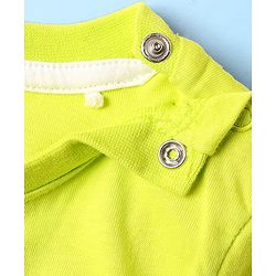 Babyhug Single Jersey Knit Dungaree & Half Sleeves T-Shirt With Tropical Theme Print - White & Green