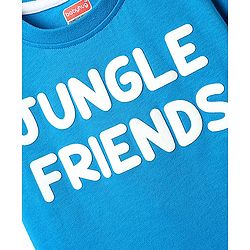 Babyhug Single Jersey Knit Half Sleeves T-Shirt & Dungaree With Animal Print - Yellow & Blue