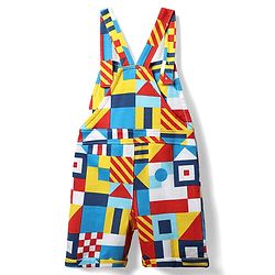 Babyhug Single Jersey Knit Printed Dungaree & Half Sleeves T-Shirt - Blue