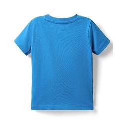 Babyhug Single Jersey Knit Printed Dungaree & Half Sleeves T-Shirt - Blue