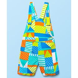 Babyhug Single Jersey Knit Half Sleeves Polo T-Shirt & Dungaree With  Nautical Print - White