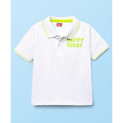 Babyhug Single Jersey Knit Half Sleeves Polo T-Shirt & Dungaree With  Nautical Print - White