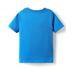 Babyhug Single Jersey Knit Printed Dungaree & Half Sleeves T-Shirt - Blue