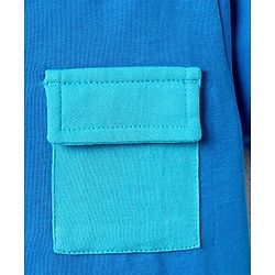 Babyhug Single Jersey Knit Printed Dungaree & Half Sleeves T-Shirt - Blue