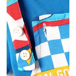 Babyhug Single Jersey Knit Printed Dungaree & Half Sleeves T-Shirt - Blue