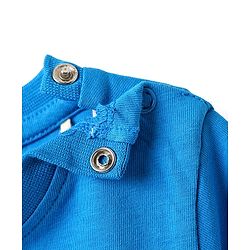 Babyhug Single Jersey Knit Printed Dungaree & Half Sleeves T-Shirt - Blue
