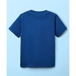 Babyhug Single Jersey Knit Half Sleeves T-Shirt & Dungaree With Text & Smiley Print -  White & Blue