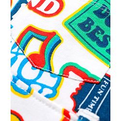 Babyhug Single Jersey Knit Half Sleeves T-Shirt & Dungaree With Text & Smiley Print -  White & Blue