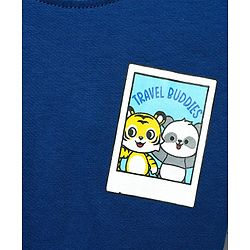 Babyhug Single Jersey Knit Half Sleeves T-Shirt & Dungaree With Text & Smiley Print -  White & Blue