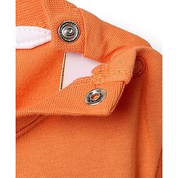 Babyhug Single Jersey Knit Half Sleeves T-Shirt & Dungaree With Text & Smiley Print -  Orange