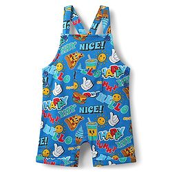 Babyhug Single Jersey Knit Half Sleeves Polo T-Shirt & Dungaree with Nice Text Print - Yellow & Blue