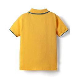 Babyhug Single Jersey Knit Half Sleeves Polo T-Shirt & Dungaree with Nice Text Print - Yellow & Blue