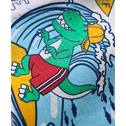 Babyhug Single Jersey Knit Sleeveless Tank T-Shirt & Shorts Set With Surfing Dino Print - White & Red