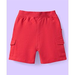 Babyhug Single Jersey Knit Sleeveless Tank T-Shirt & Shorts Set With Surfing Dino Print - White & Red