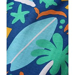 Babyhug Single Jersey Knit Sleeveless Tank T-Shirt & Shorts Set With Beach Theme Print - Blue & Yellow