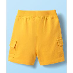 Babyhug Single Jersey Knit Sleeveless Tank T-Shirt & Shorts Set With Animal Print - White & Yellow