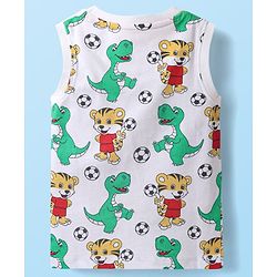 Babyhug Single Jersey Knit Sleeveless Tank T-Shirt & Shorts Set With Animal Print - White & Yellow